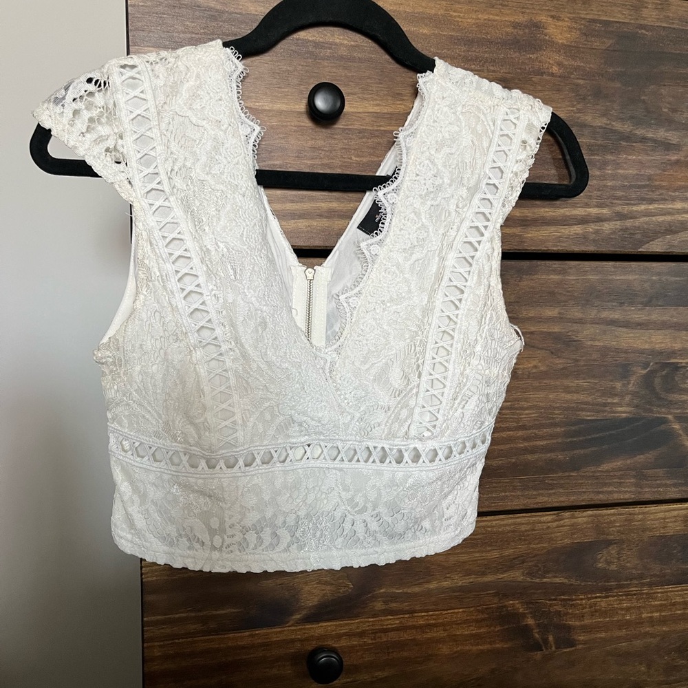 White Lace Crop Top
